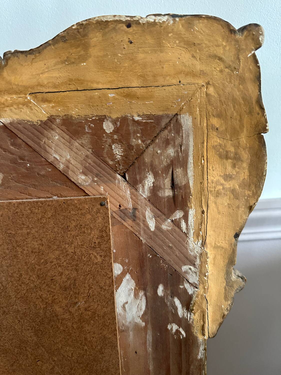 Antique gilded wood fireplace trumeau mirror 125x80