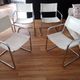 Set of 4 Cantilever Bahaus armchairs in off-white leather, chrome tubular base