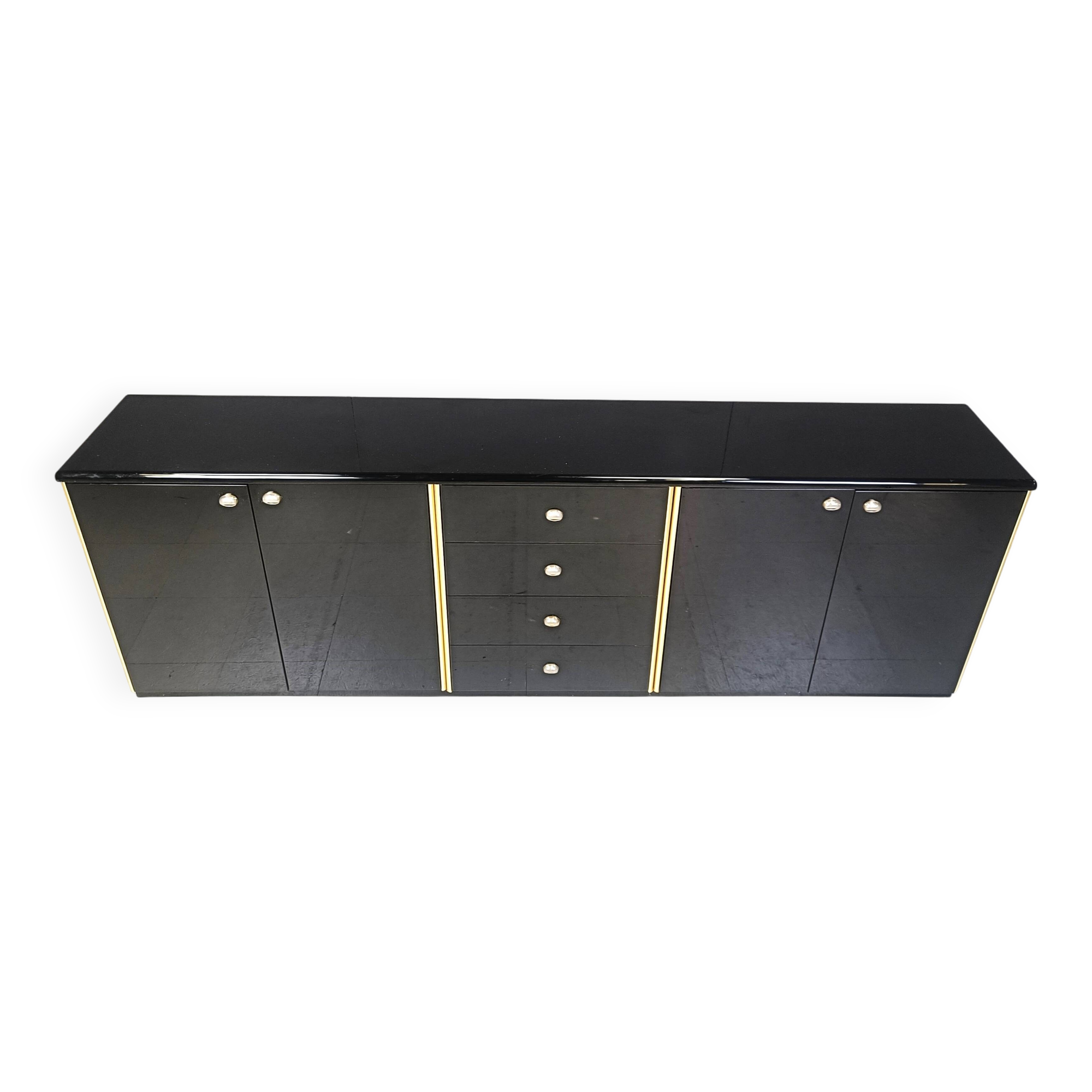 Vintage black lacquer sideboard, 1980s
