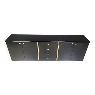 Buffet vintage laqué noir, années 80