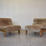 Pair of wild leather lounge chairs