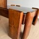 Square coffee table in solid wood and smoked glass – 70s