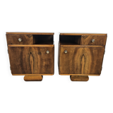 Tables de chevet Art Déco en noyer et laiton, 1940