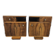 Art Decò bedside tables in walnut and brass, 1940