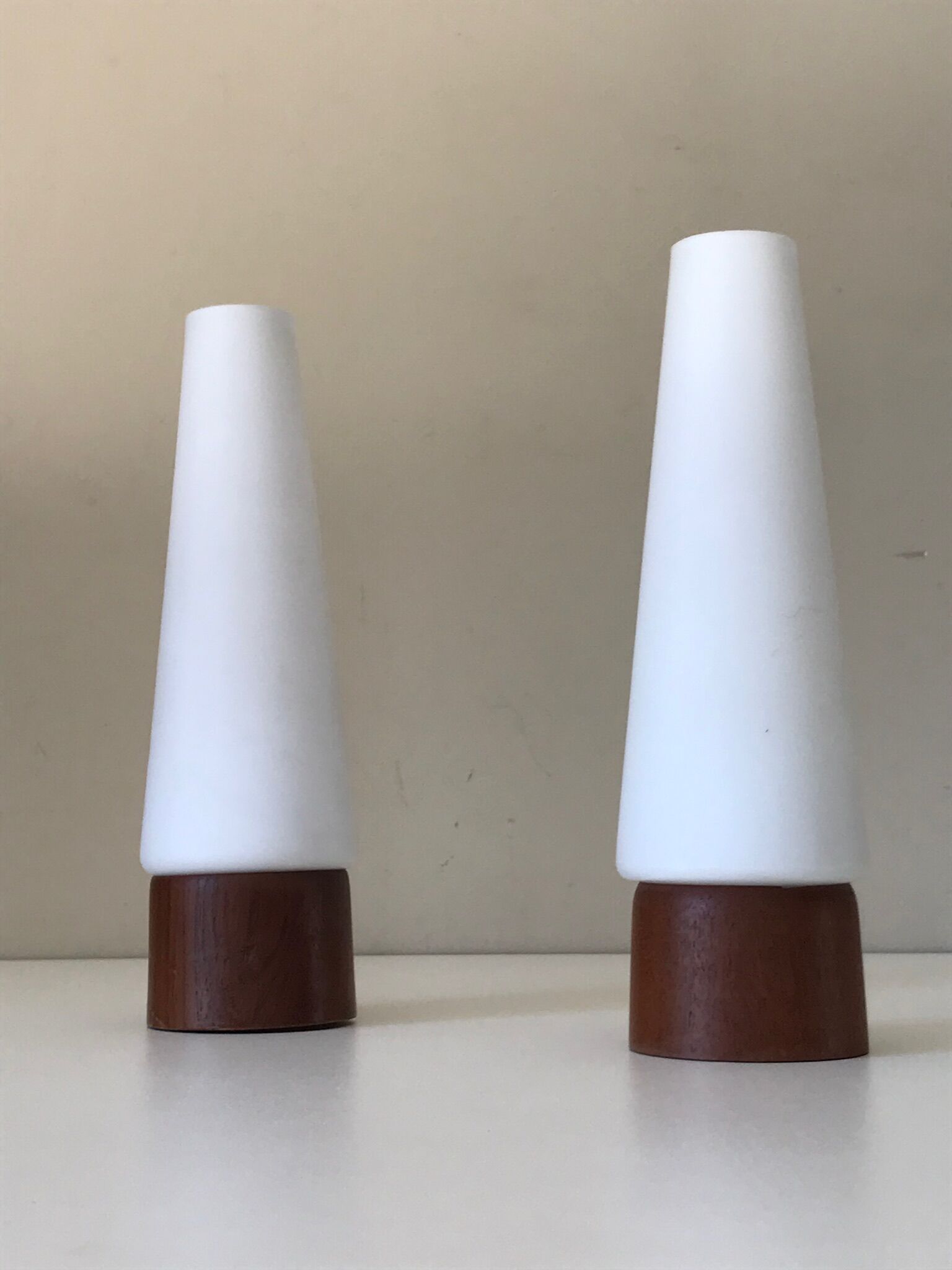 Pair of Philips teak lamps 60s