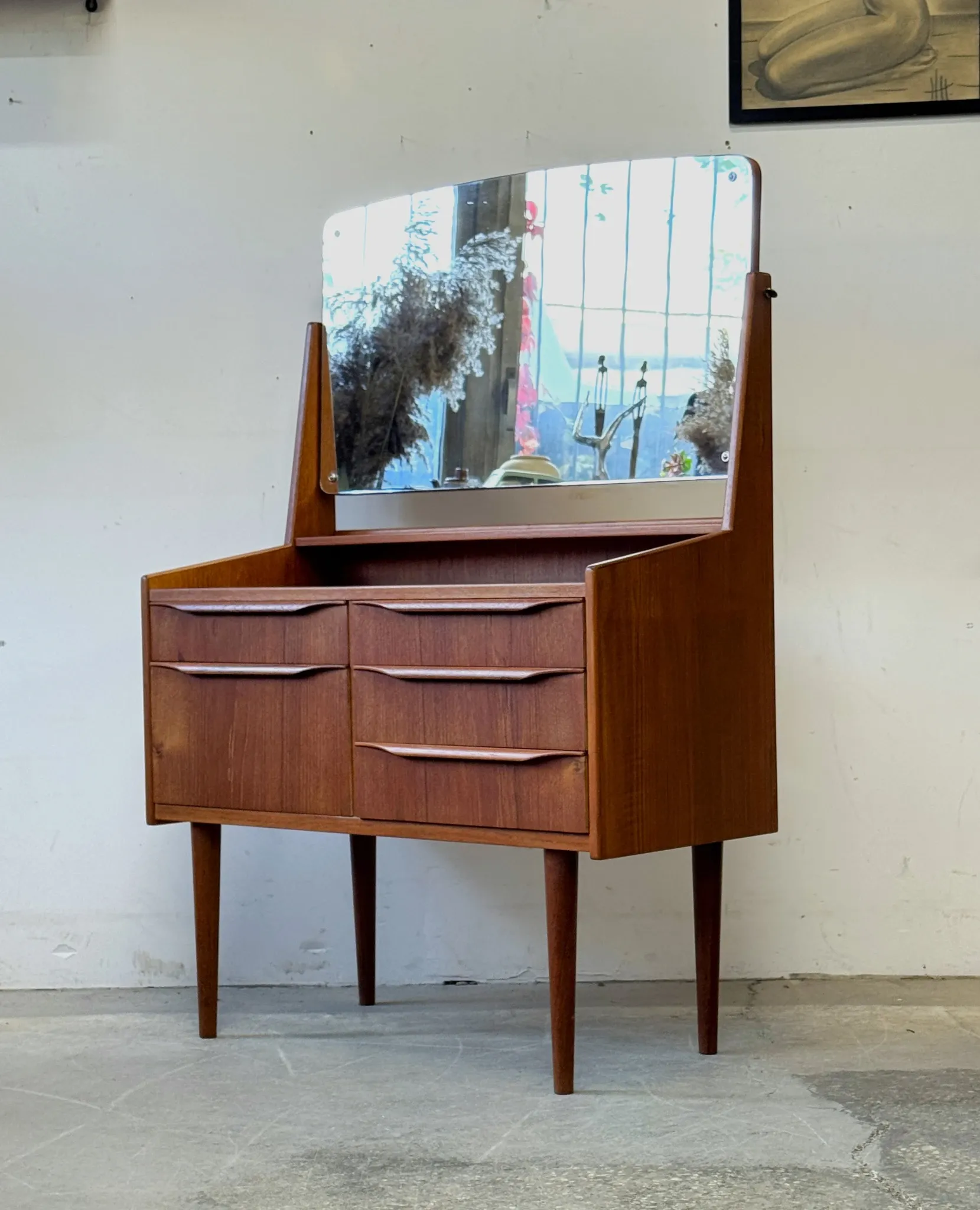 Teak dressling table, Denmark, 1960s–70s, vintage, mid-century modern