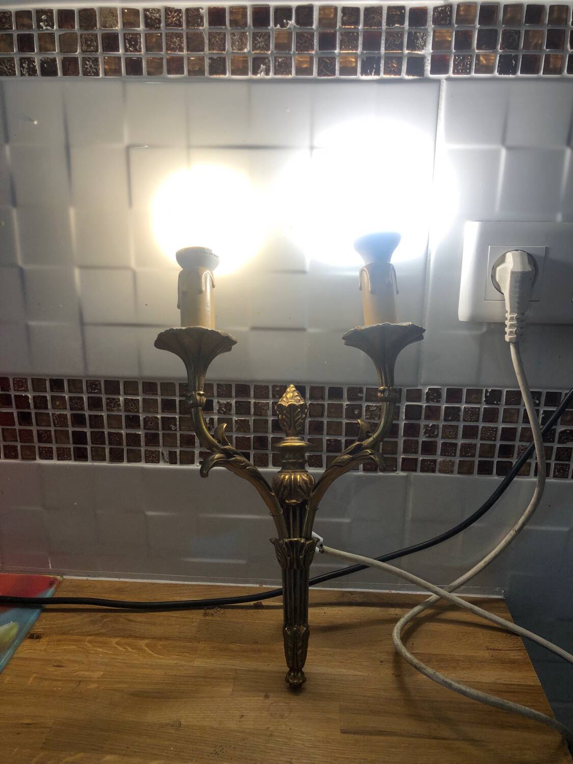 Pair of Louis XVI style bronze wall lights