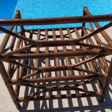 Ensemble salon de jardin une Banquette et un Fauteuil en bois Vintage