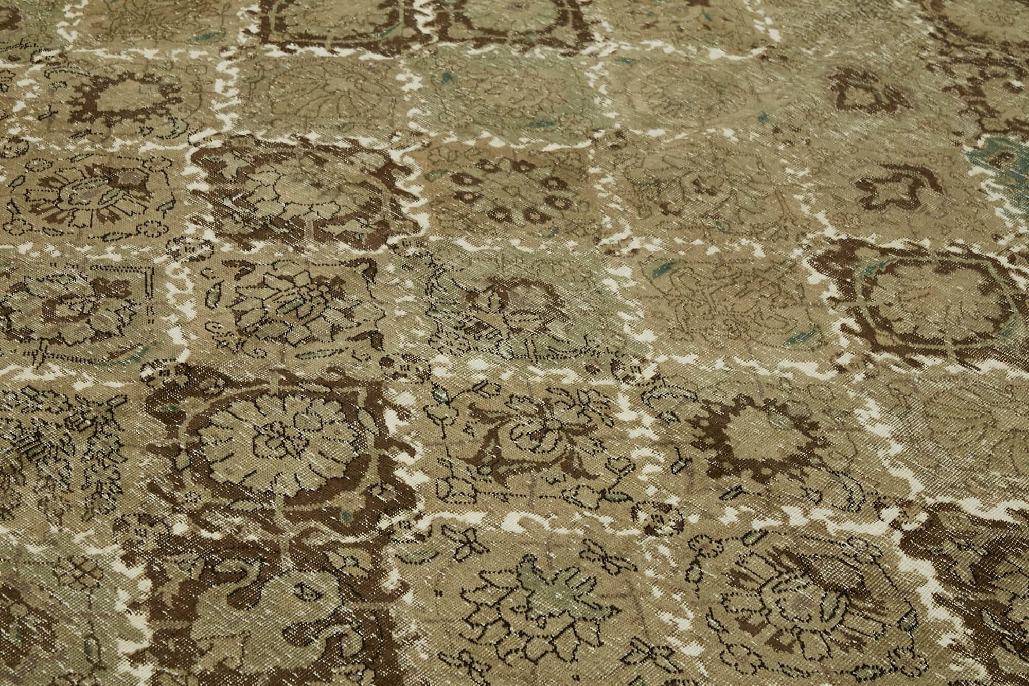 Handmade turkish decorative 1980s 300 cm x 398 cm beige wool carpet