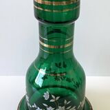 Unusual Large Vase/Candle Holder, Thick Glass, Fir Green, Decorative Carafe/Pitcher