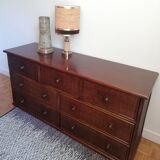 Chest of drawers braided rattan and wood