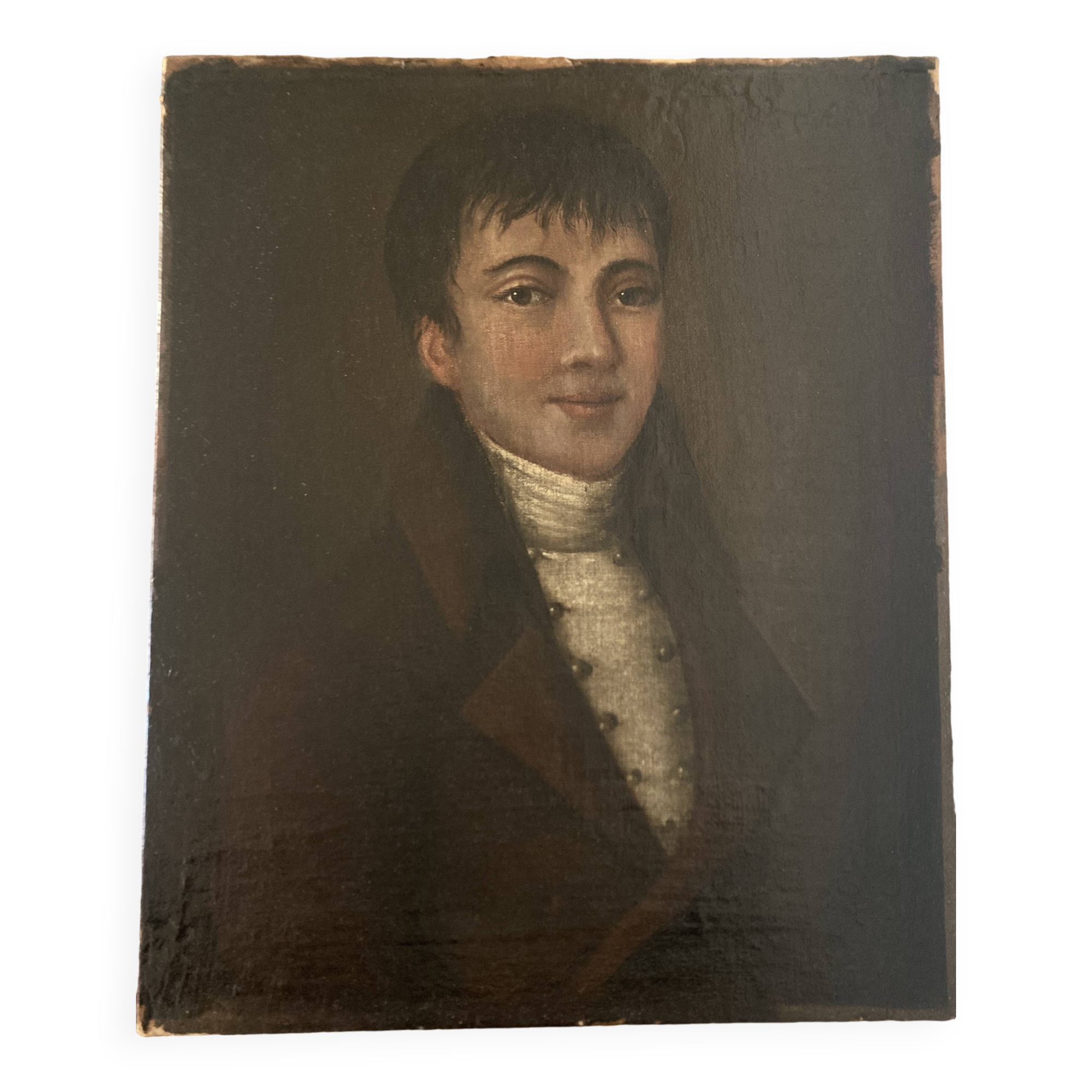 Portrait of a young man from the late 18th century, Directoire period, oil on canvas