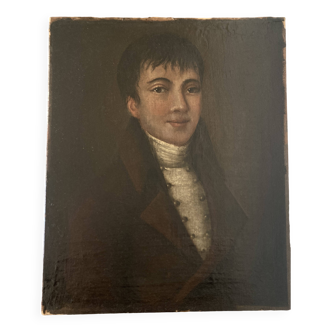 Portrait fin 18e jeune homme époque directoire huile sur toile