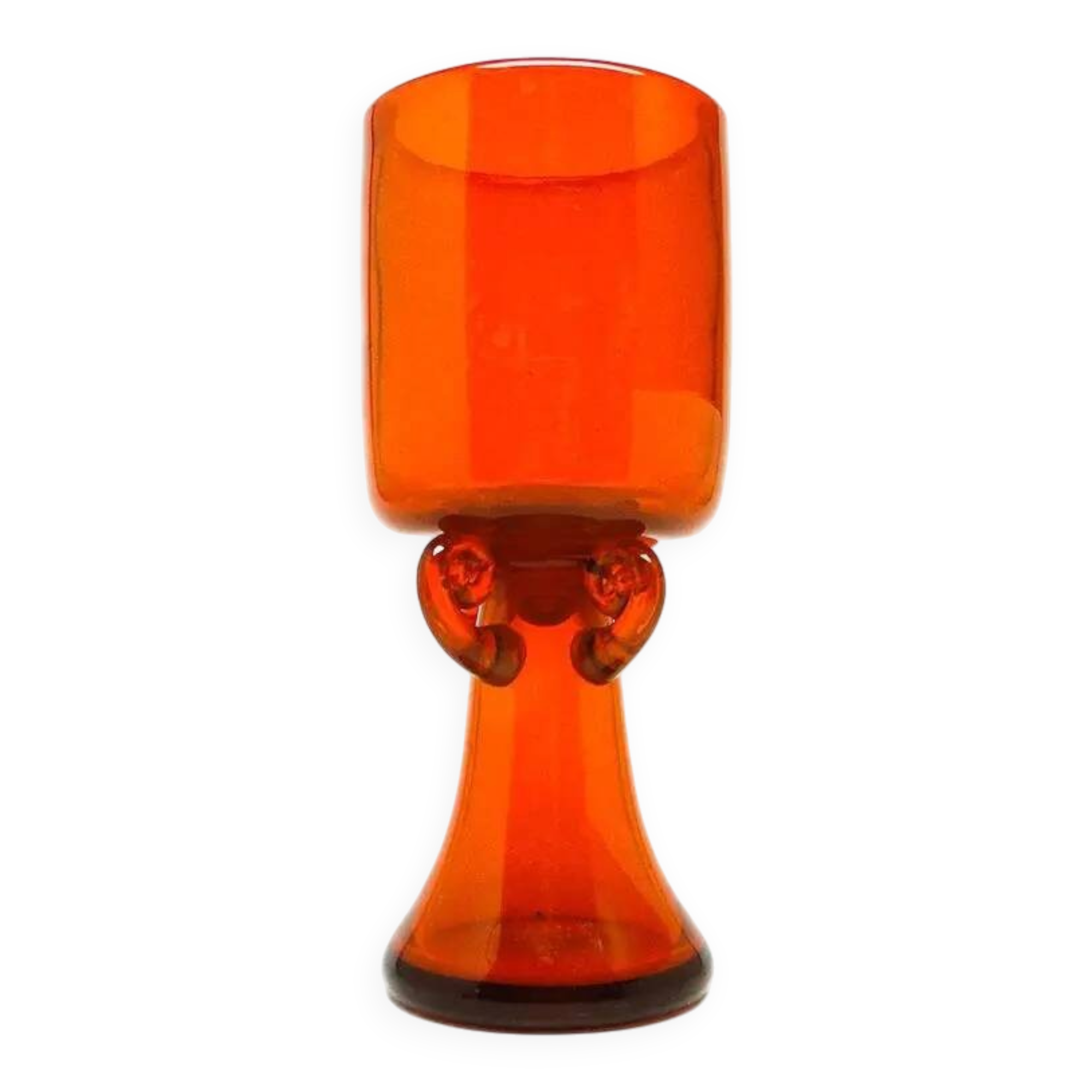 Modernism vase, orange glass, designed by J. Słuczan-Orkusz, Poland, 1970s