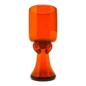 Modernism vase, orange glass, designed by J. Słuczan-Orkusz, Poland, 1970s