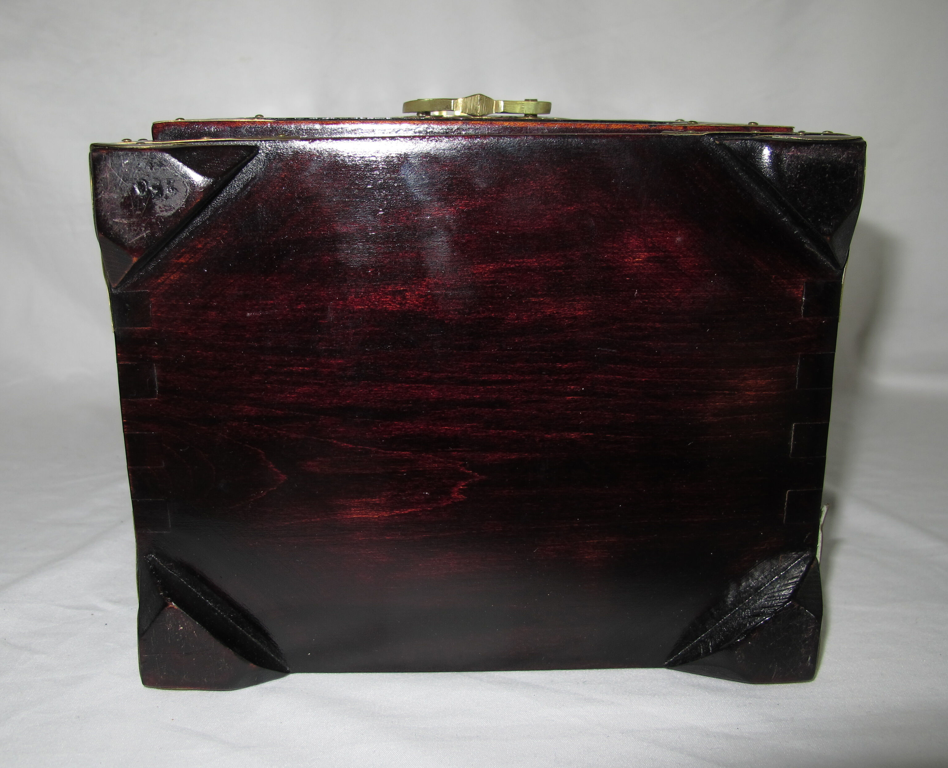 Chinese wooden jewelry box adorned with jade plates