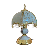 Lampe dorée pied porcelaine style tiffany
