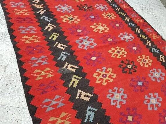 Tapis Kilim turc vintage tissé main