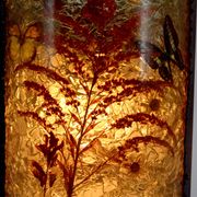 Corner wall light from the potters of Accolay in patinated copper and fractal resin,