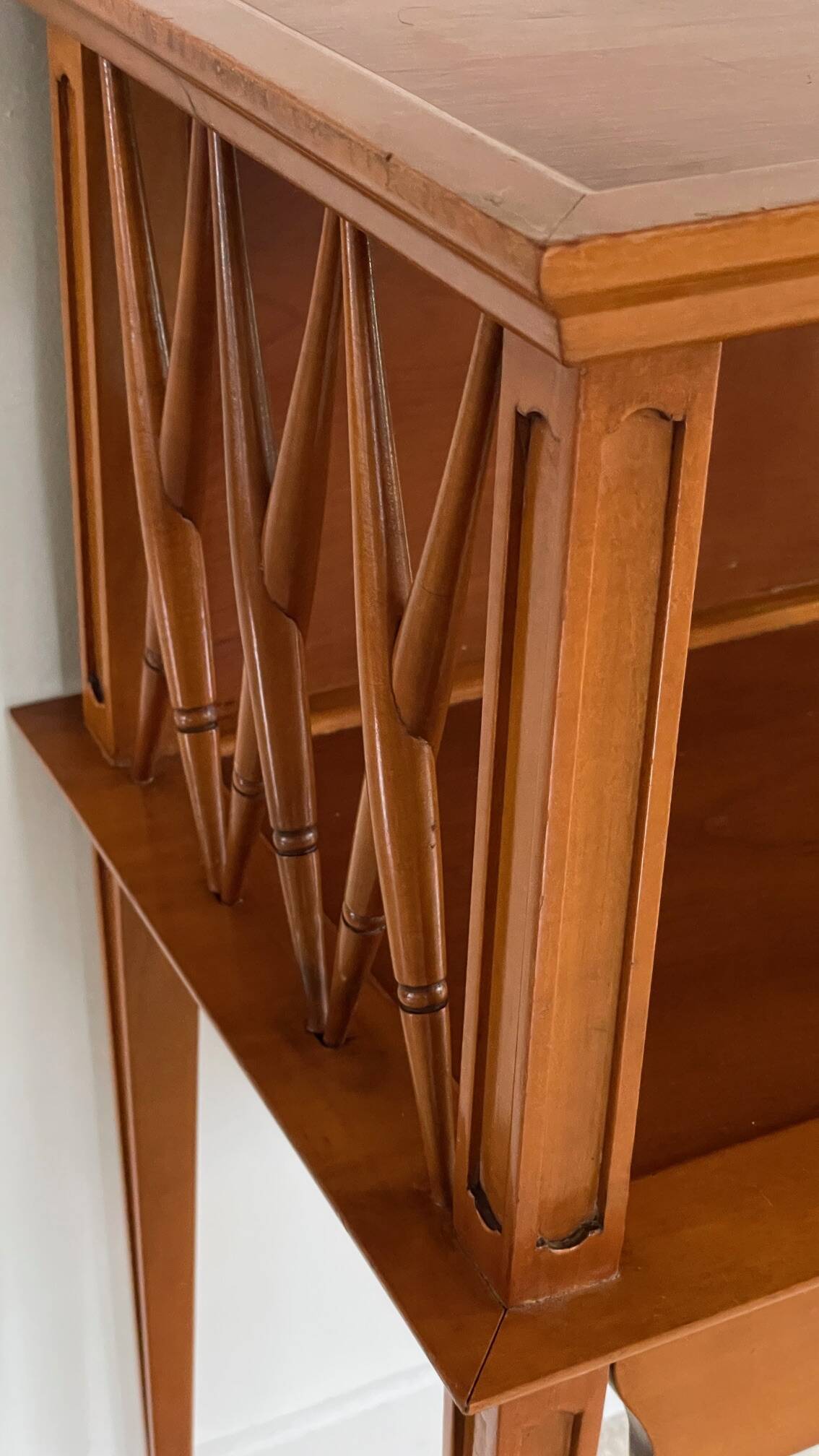Vintage compass leg bedside table