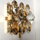 Applique en laiton doré et cristal de Palwa design 1960