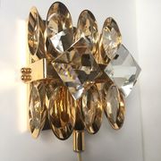 Applique en laiton doré et cristal de Palwa design 1960