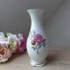 Porcelain vase pink flowers motif made in portugal