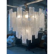 Lustre contemporain à bandes "listelli Alabastro" en verre de Murano
