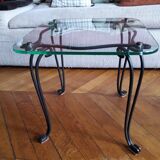 Coffee table from the 50s in wrought iron and glass top