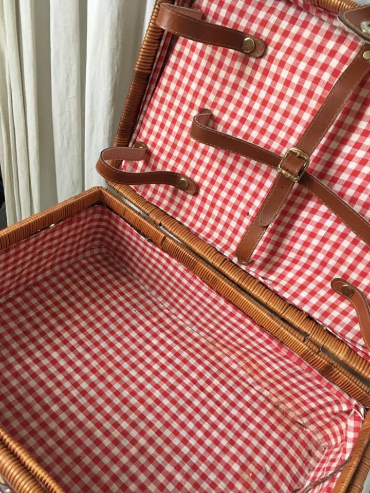 Two tone wicker suitcase