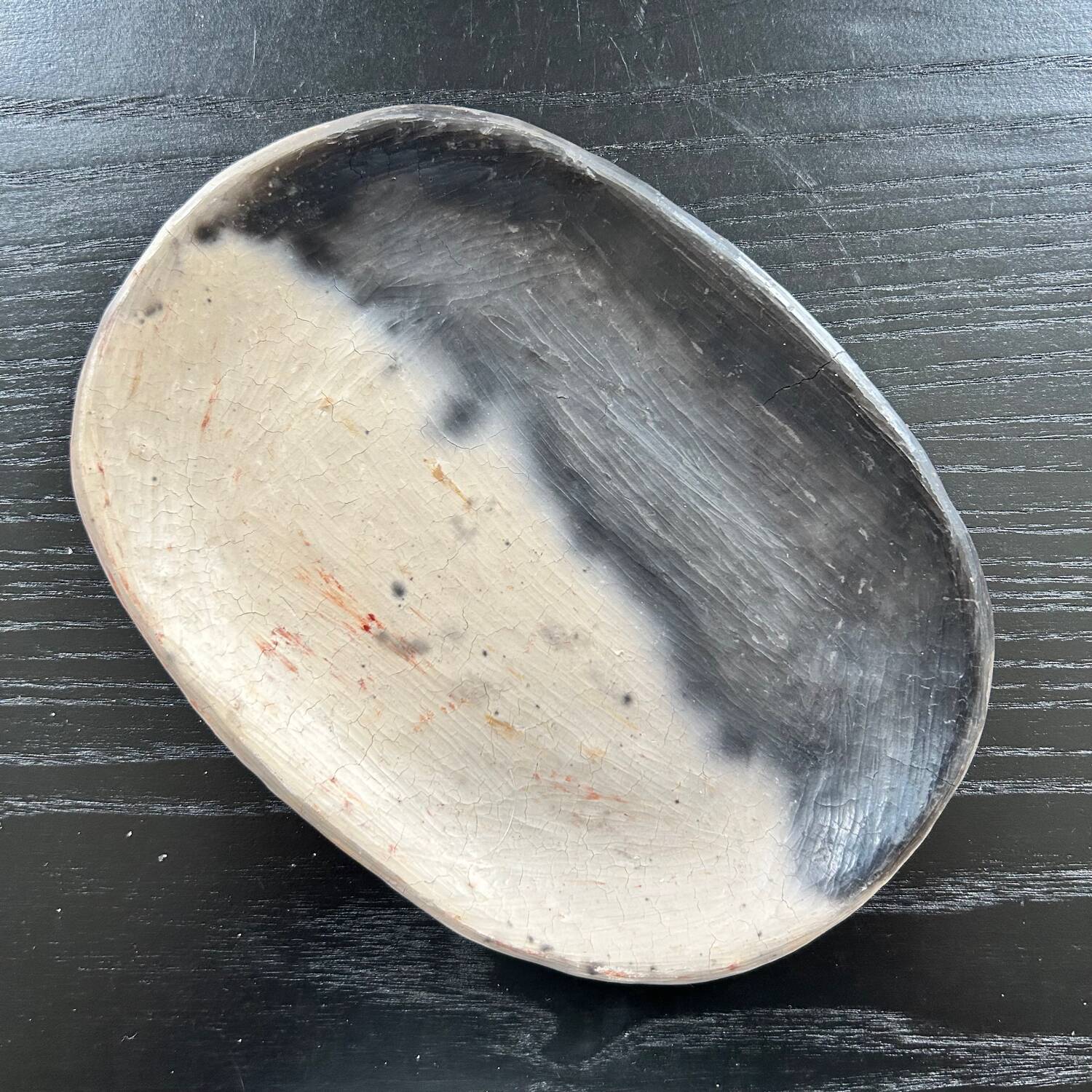Handmade clay and ash dish
