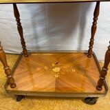 Vintage Italian Inlaid Wood Serving Trolley with Removable Tray Mid-20