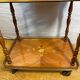 Vintage Italian Inlaid Wood Serving Trolley with Removable Tray Mid-20