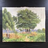 Old green trees table