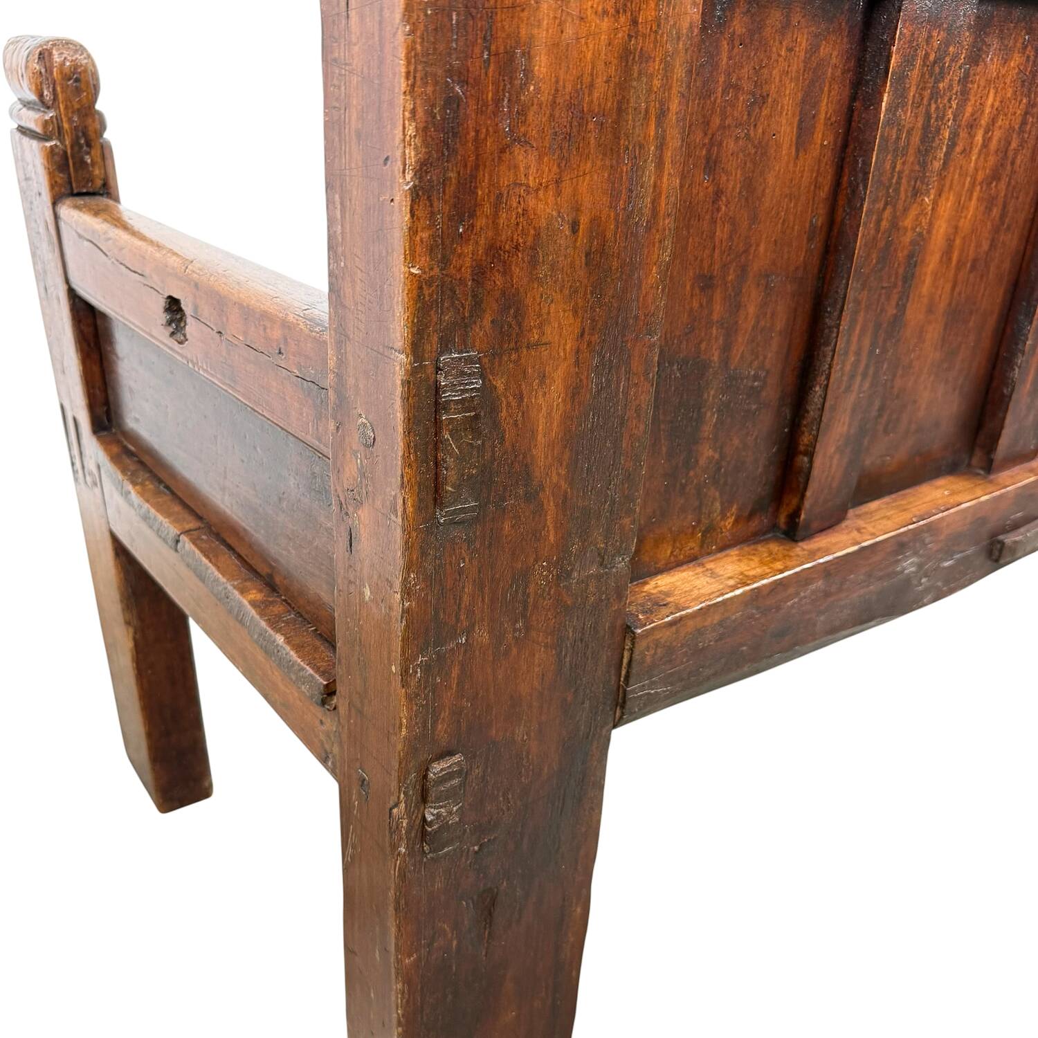 Antique Spanish Oak Bench – Traditional Pegged Construction