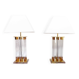 Pair of plexiglass and brass lamps, Italy 1970
