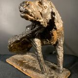 Animal Sculpture Dog, Glazed Stoneware, Unique Piece, 1960s