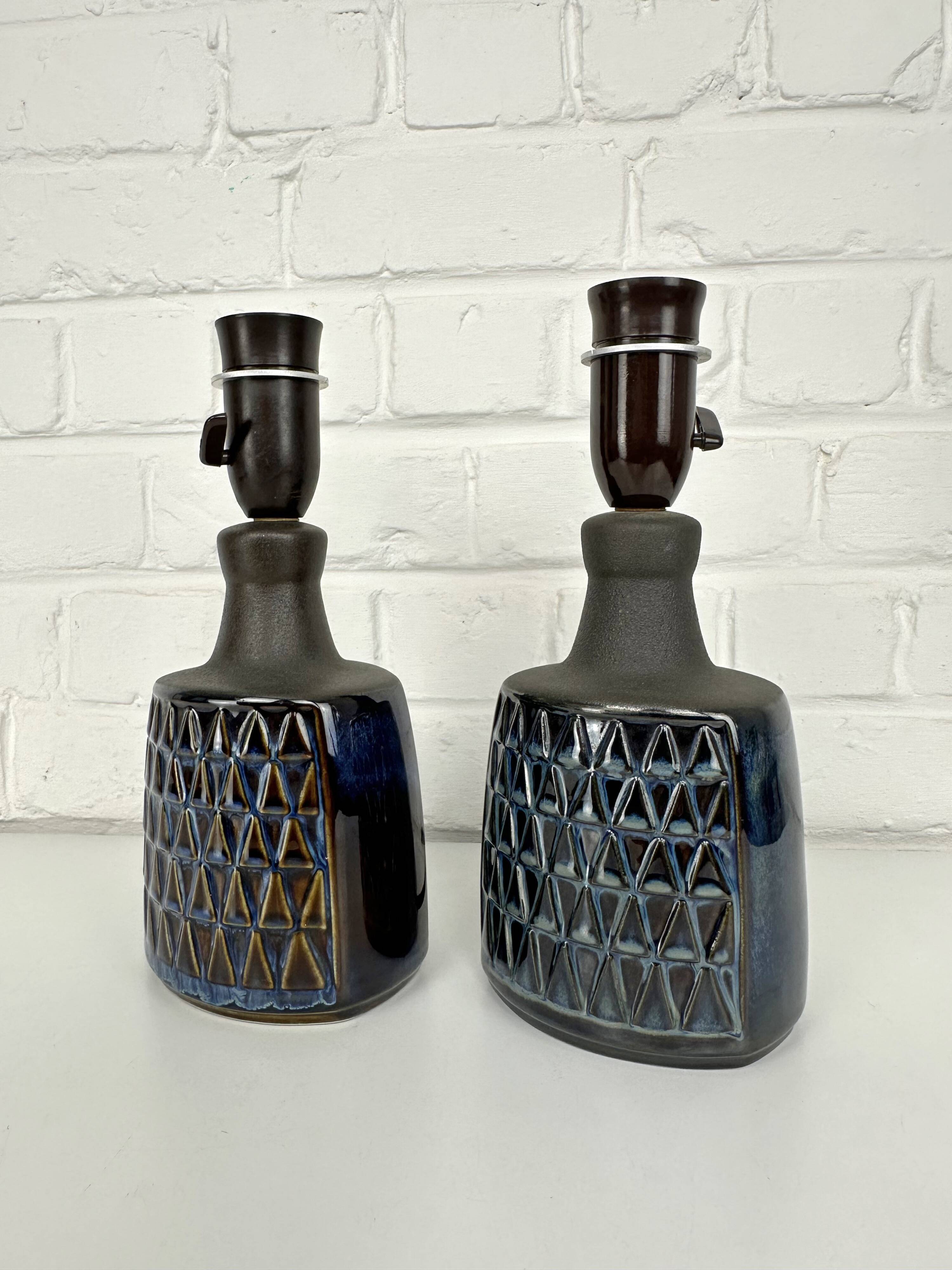 Paire de petites lampes en grès bleu Søholm par Einar Johansen Danemark