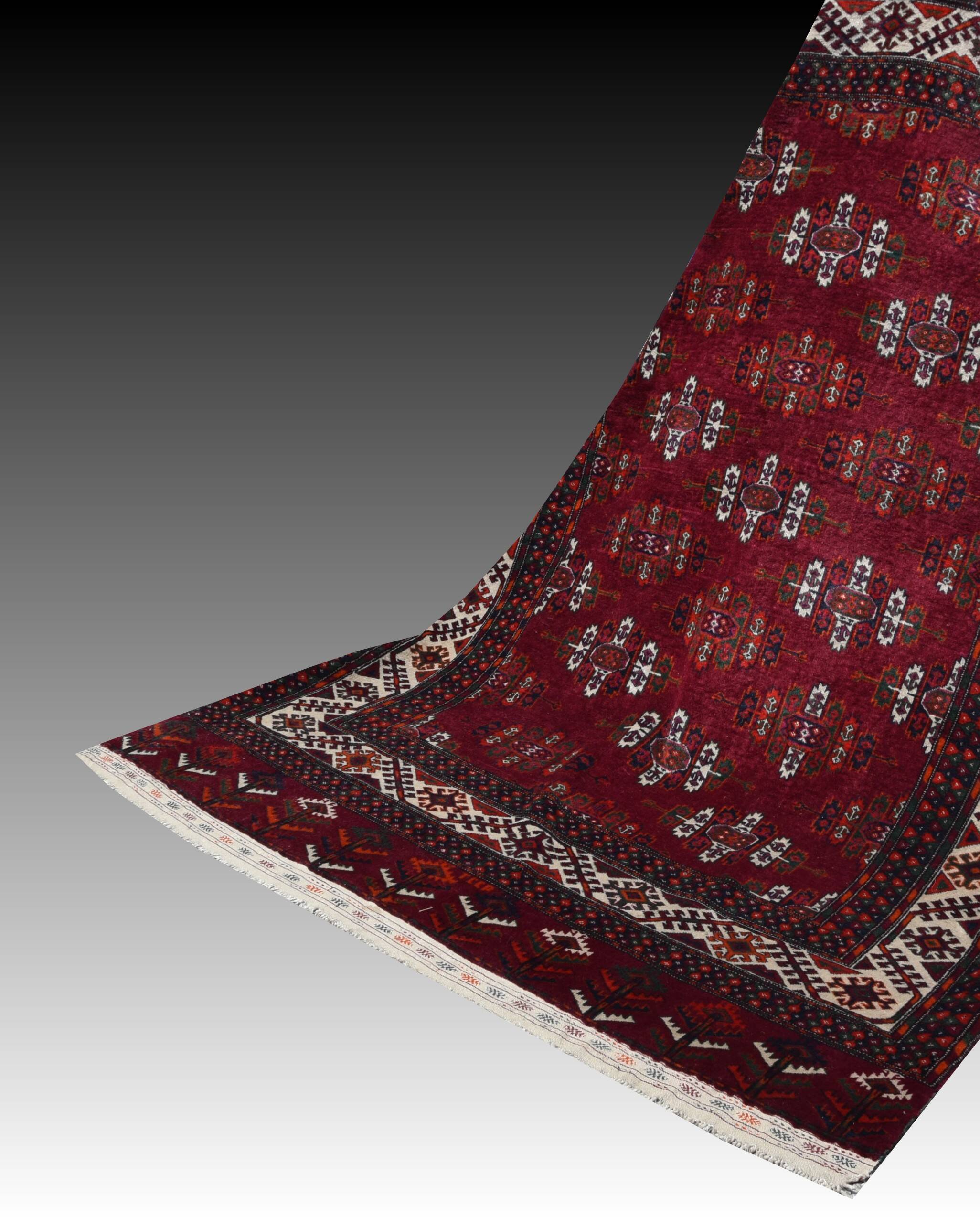 Turkmen Yomud Bukhara Oriental Rug: 2.40 X 1.60 Meters