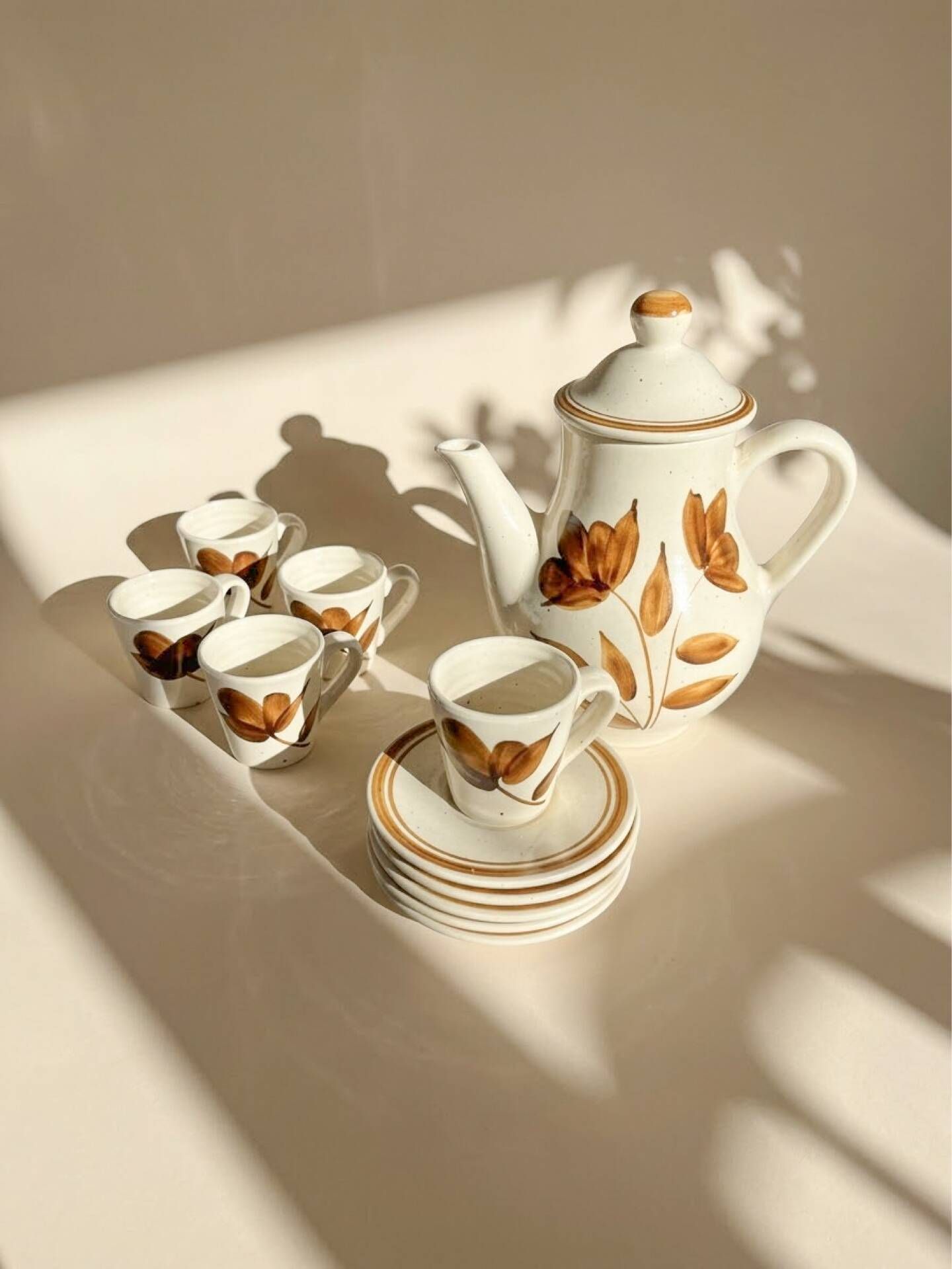 Vintage coffee service Longchamp – French earthenware, 1970s