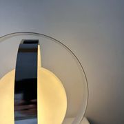 Lampe de table vintage, chrome et opaline, France 1970