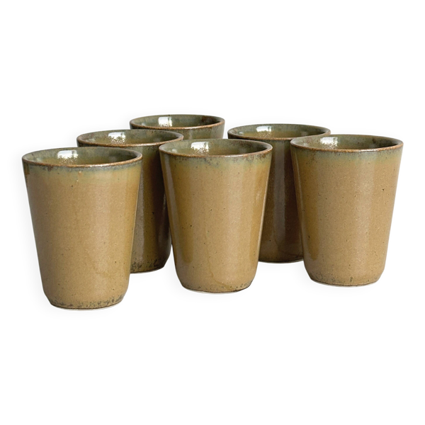 Lot de 6 gobelets en grès ancien