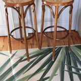 high cane and wood stool