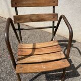 Fauteuil en bois et métal vintage