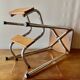 Vintage step stool in brown formica and chrome steel