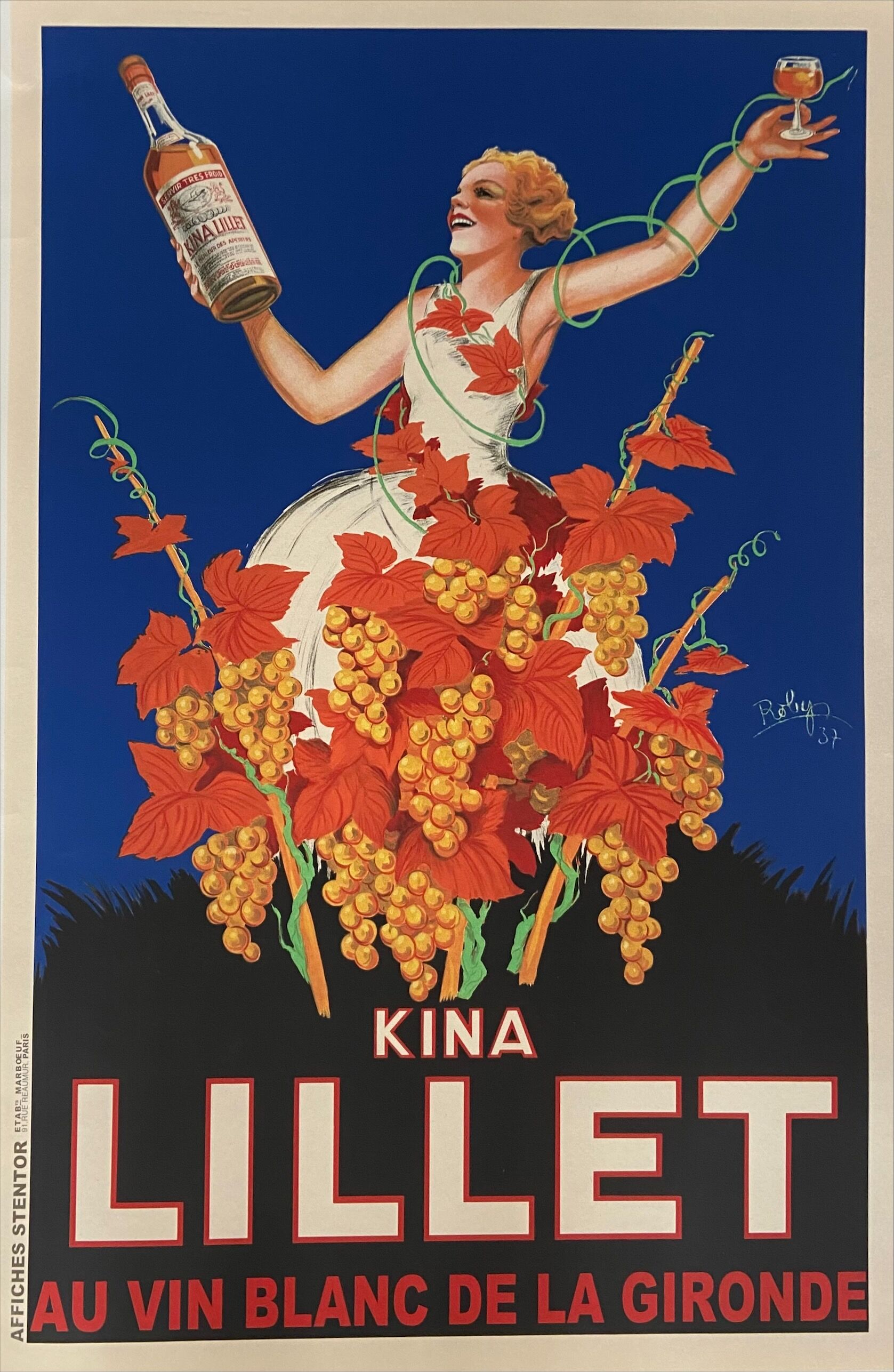 Affiche originale vintage Kina Lillet Robys  années 30