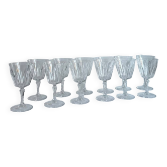 12 vintage crystal stemmed glass
