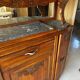 Buffet vaisselier Art déco ancien en bois massif et marbre
