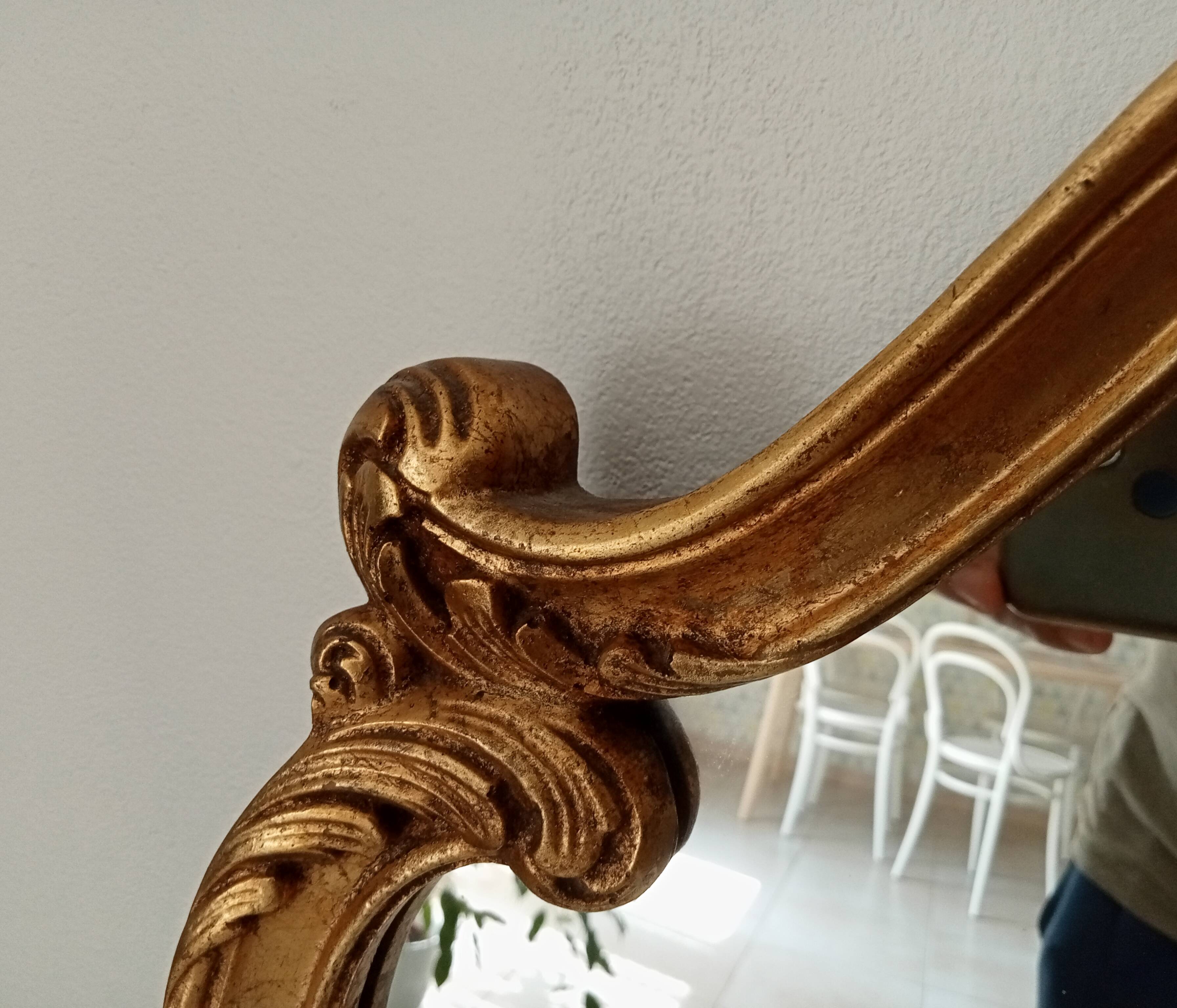 Antique baroque rococo mirror in gilded wood 77*47 cm