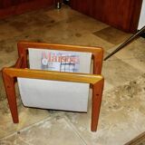 Magazine rack in danish teak and cotton 1950